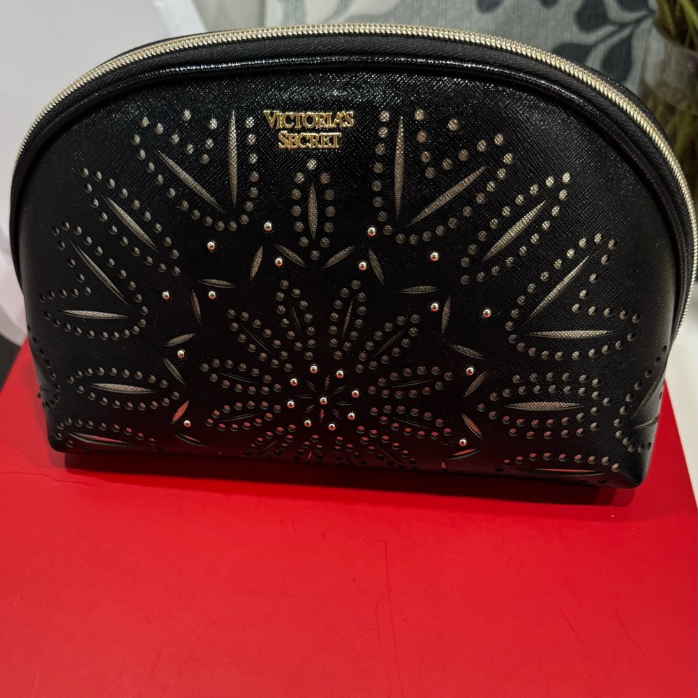 Victoria's Secret Black and Gold Studded Cosmetic Bag